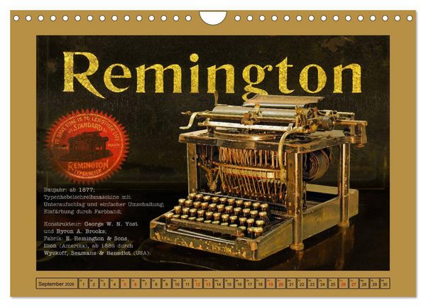 Produktbild: Schreibmaschinen um 1900 (Wandkalender 2026 DIN A4 quer), CALVENDO Monatskalender