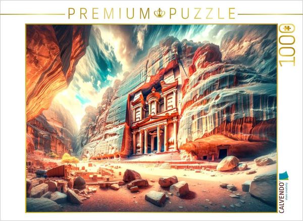 Produktbild: CALVENDO Puzzle Petra - Das rosa Stadtjuwel (Neues Weltwunder) In Jordanien | 1000 Teile Lege-Gr&ouml;&szlig;e 64x48cm Foto-Puzzle f&uuml;r gl&uuml;ckliche Stunden
