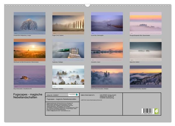 Produktbild: Fogscapes - magische Nebellandschaften (Wandkalender 2027 DIN A2 quer), CALVENDO Monatskalender
