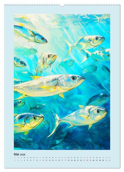 Produktbild: Ozeanpoesie. Die Unterwasserwelt im Aquarell-Stil (hochwertiger Premium Wandkalender 2026 DIN A2 hoch), Kunstdruck in Hochglanz