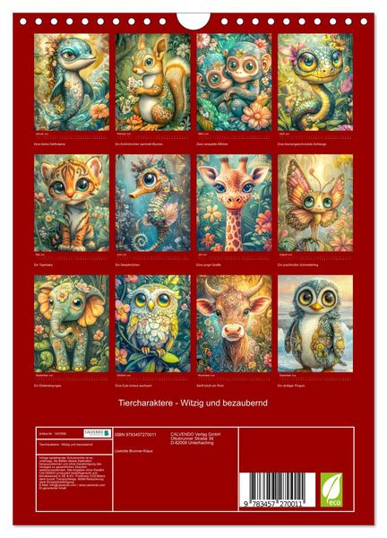 Produktbild: Tiercharaktere - Witzig und bezaubernd (Wandkalender 2026 DIN A4 hoch), CALVENDO Monatskalender