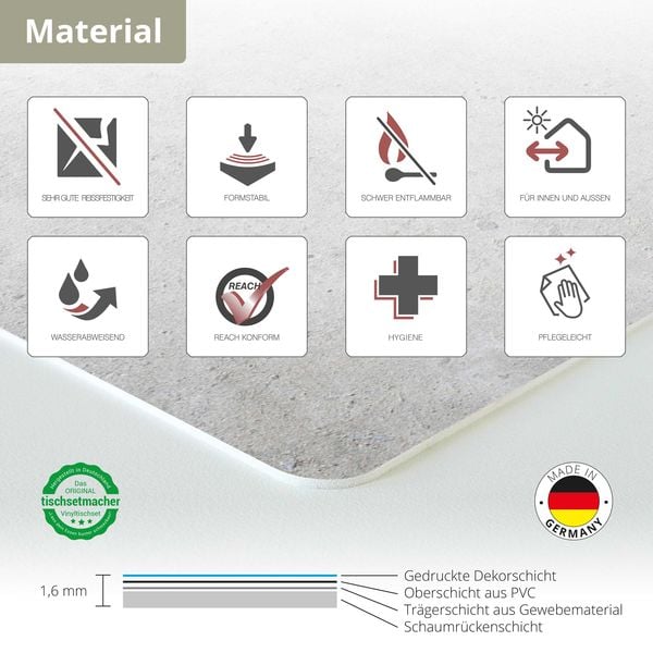 Produktbild: Tischsetmacher Tischsets Betonoptik hell, aus hochwertigem Vinyl (4 St&uuml;ck), 44 x 32 cm
