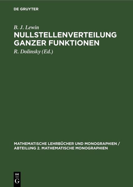 Produktbild: Nullstellenverteilung ganzer Funktionen