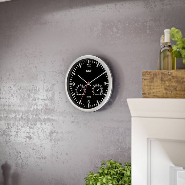 Produktbild: Mebus 56731 Quarz Wanduhr 25cm x 40mm Silber