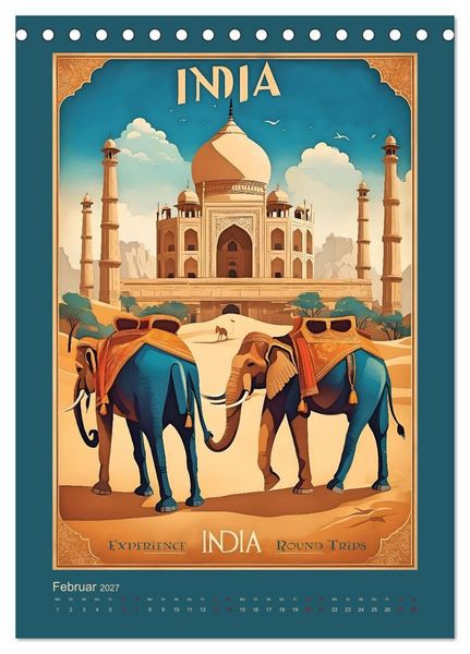 Produktbild: Exotic Travel Poster - nostalgische Abenteuerreisen um die Welt (Tischkalender 2027 DIN A5 hoch), CALVENDO Monatskalender