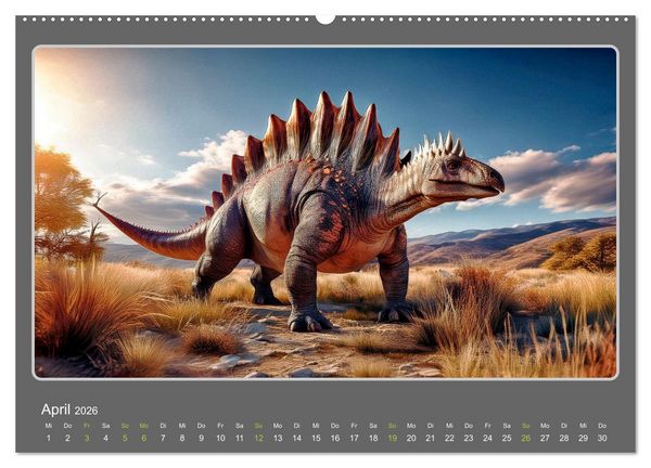 Produktbild: Riesenechsen der Urzeit (hochwertiger Premium Wandkalender 2026 DIN A2 quer), Kunstdruck in Hochglanz