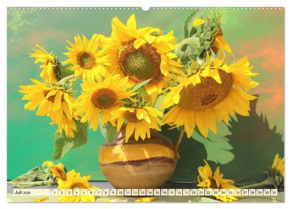 Produktbild: Sonnenblumen. Das Strahlen des Sommers (hochwertiger Premium Wandkalender 2026 DIN A2 quer), Kunstdruck in Hochglanz