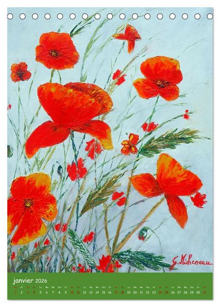 Produktbild: Coquelicots en peinture (Calendrier de bureau 2026 DIN A5 horizontal), CALVENDO calendrier mensuel