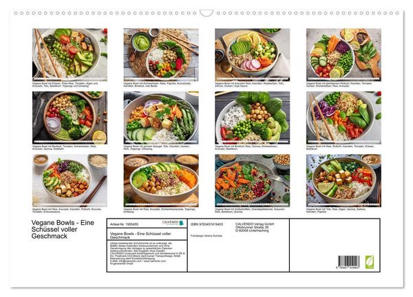 Produktbild: Vegane Bowls - Eine Sch&uuml;ssel voller Geschmack (Wandkalender 2026 DIN A2 quer), CALVENDO Monatskalender