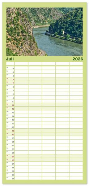 Produktbild: Familienplaner 2026 - Vater Rhein von der Quelle bis zur M&uuml;ndung mit 5 Spalten (Wandkalender, 21 x 45 cm) CALVENDO