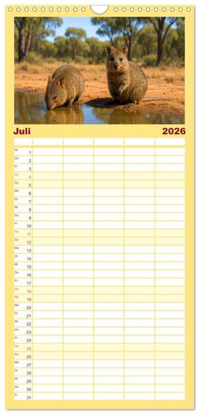 Produktbild: Familienplaner 2026 - Die vielleicht nettesten Wildtiere mit 5 Spalten (Wandkalender, 21 x 45 cm) CALVENDO
