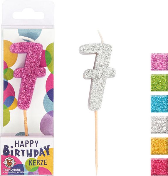 Produktbild: Kerze Zahl 7 Glitzer mini