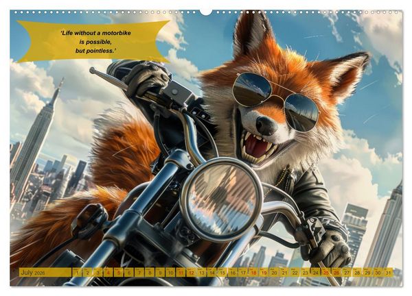 Produktbild: Funny animals as motorbike riders (High Quality Premium Wall Calendar 2026 DIN A2 landscape),CALVENDO 12 Month Wall Calendar