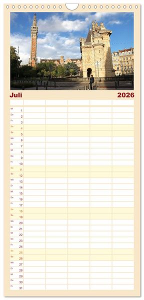 Produktbild: Familienplaner 2026 - Lille - Charmante Metropole in Nordfrankreich mit 5 Spalten (Wandkalender, 21 x 45 cm) CALVENDO