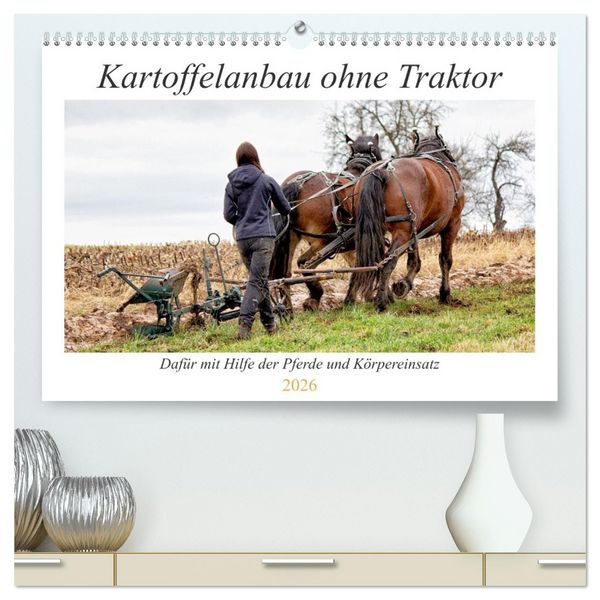 Kartoffelanbau ohne Traktor (hochwertiger Premium Wandkalender 2026 DIN A2 quer), Kunstdruck in Hochglanz