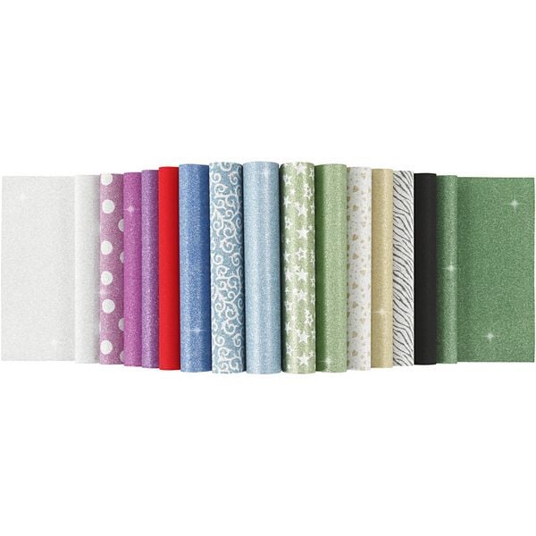 Produktbild: Creativ Company Papierbl&auml;tter mit Glitter, A4, Blatt 210x297 mm, 150 g, 30 Blatt