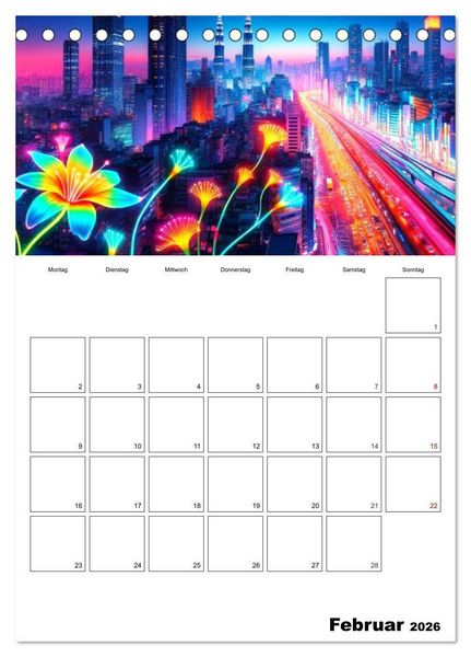 Produktbild: Neonlicht Familienplaner (Tischkalender 2026 DIN A5 hoch), CALVENDO Monatskalender