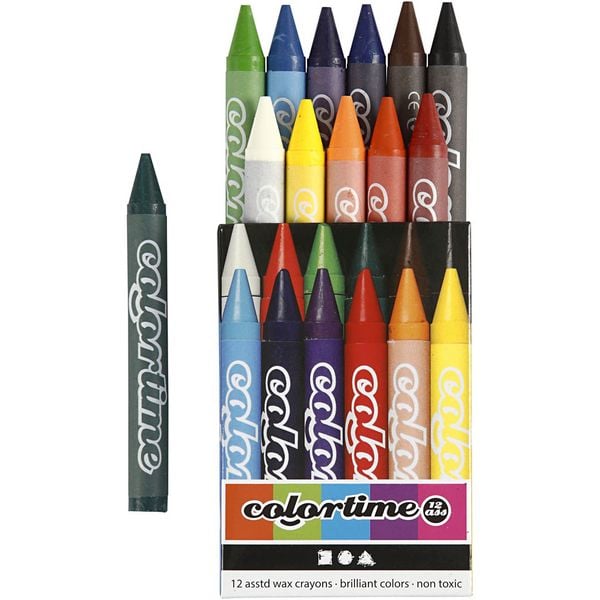 Produktbild: Creativ Company Colortime Farbkreide, L 10 cm, Dicke 11 mm, sortierte Farben, 12 Stk