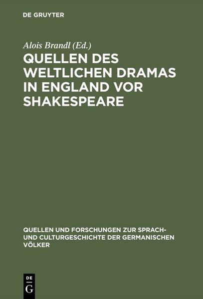 Produktbild: Quellen des weltlichen Dramas in England vor Shakespeare
