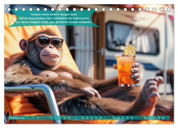 Produktbild: Der tierisch lustige Camping-Kalender (Tischkalender 2026 DIN A5 quer), CALVENDO Monatskalender