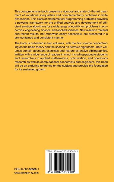 Produktbild: Finite-Dimensional Variational Inequalities and Complementarity Problems