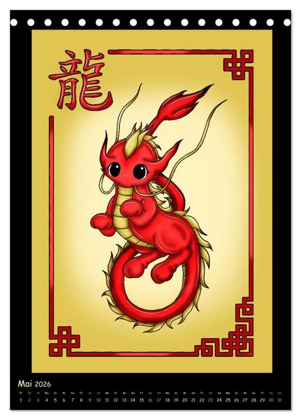Produktbild: niedliche Tierkreiszeichen im chinesischem Stil (Tischkalender 2026 DIN A5 hoch), CALVENDO Monatskalender
