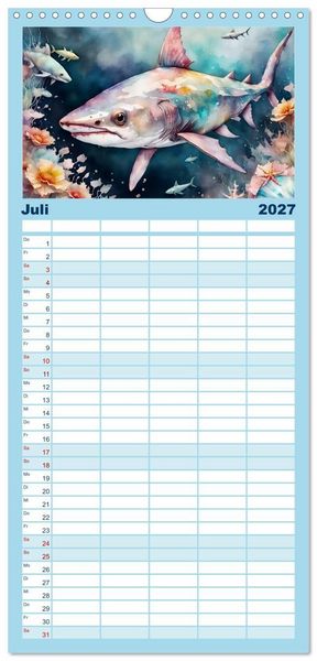 Produktbild: Familienplaner 2027 - Meereskreaturen - Lebendige Unterwasserwelt mit 5 Spalten (Wandkalender, 21 x 45 cm) CALVENDO