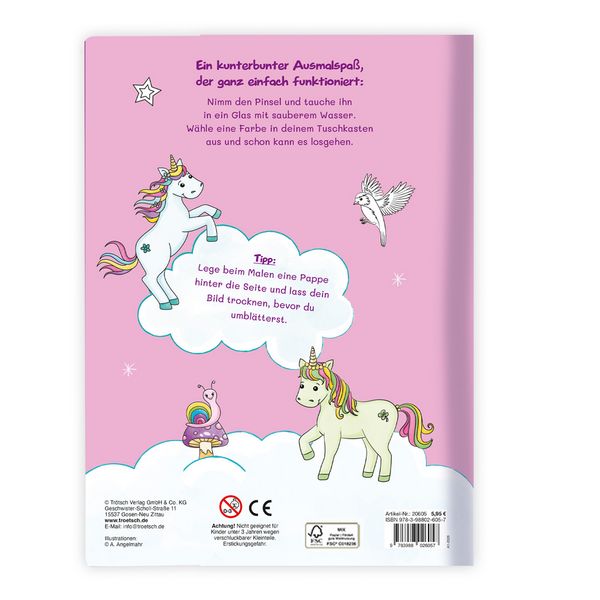 Produktbild: TR&Ouml;TSCH - Malbuch mit Tuschkasten Einhornwelt