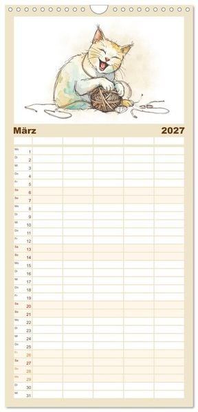 Produktbild: Familienplaner 2027 - Kleine Schnurr-Momente f&uuml;rs Herz mit 5 Spalten (Wandkalender, 21 x 45 cm) CALVENDO