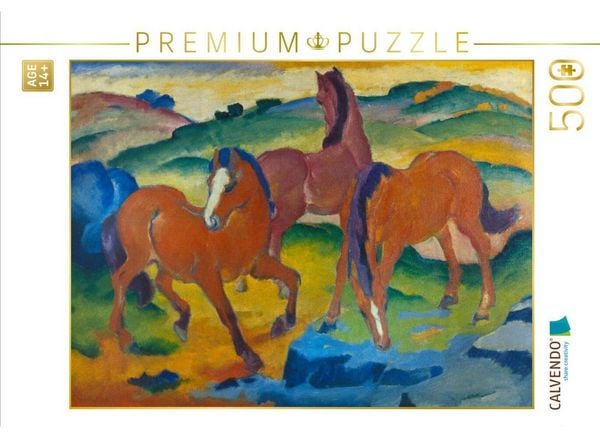 CALVENDO Puzzle Franz Marc. Die roten Pferde (Weidende Pferde IV.), 1911 | 500 Teile Lege-Größe 48 × 36 cm Foto-Puzzle für Erwachsene