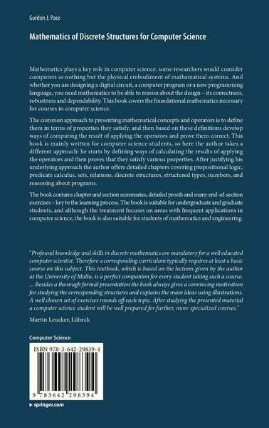 Produktbild: Mathematics of Discrete Structures for Computer Science