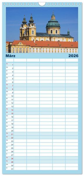 Produktbild: Familienplaner 2026 - Die Wachau - Bezaubernde Orte an der Donau mit 5 Spalten (Wandkalender, 21 x 45 cm) CALVENDO