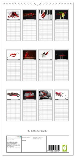 Produktbild: Familienplaner 2026 - Hot Chili K&uuml;chen Kalender mit 5 Spalten (Wandkalender, 21 x 45 cm) CALVENDO