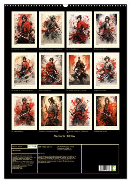 Produktbild: Samurai Helden (Wandkalender 2026 DIN A2 hoch), CALVENDO Monatskalender