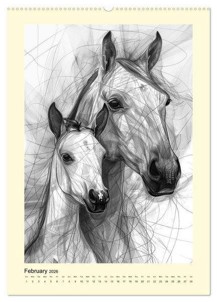 Produktbild: Sketchy Power Horses (Wall Calendar 2026 DIN A2 portrait), CALVENDO 12 Month Wall Calendar