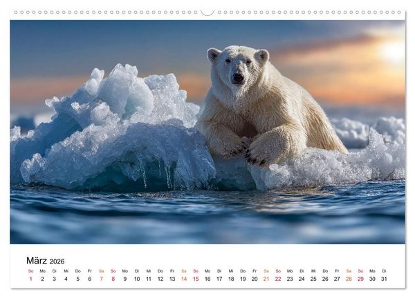 Produktbild: Eisb&auml;ren - die Stimme der Wildnis (hochwertiger Premium Wandkalender 2026 DIN A2 quer), Kunstdruck in Hochglanz