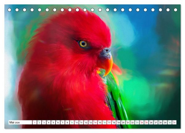Produktbild: Papageien und Sittiche - Kunstbilder (Tischkalender 2026 DIN A5 quer), CALVENDO Monatskalender