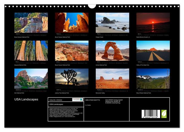 Produktbild: USA Landscapes (Wandkalender 2026 DIN A3 quer), CALVENDO Monatskalender