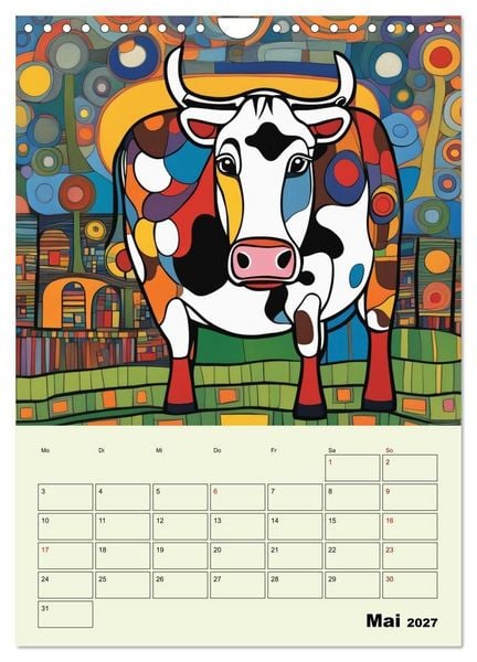 Produktbild: Farbenfrohe Tiermalerei (Wandkalender 2027 DIN A4 hoch), CALVENDO Monatskalender