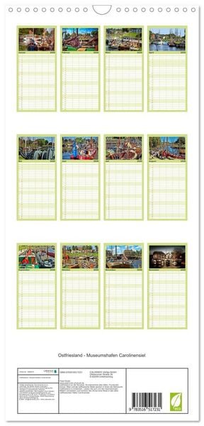Produktbild: Familienplaner 2026 - Ostfriesland - Museumshafen Carolinensiel mit 5 Spalten (Wandkalender, 21 x 45 cm) CALVENDO