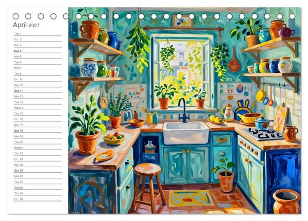 Produktbild: Painted Kitchen Moments - Twelve expressive interiors (Desk Calendar 2027 DIN A5 landscape), CALVENDO 12 Month DeskCalendar