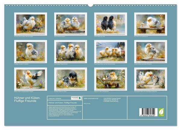 Produktbild: H&uuml;hner und K&uuml;ken. Fluffige Freunde (hochwertiger Premium Wandkalender 2027 DIN A2 quer), Kunstdruck in Hochglanz