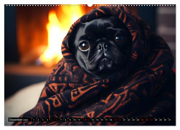 Produktbild: Kleine Helden - eine Hommage an die Mopsrasse (Wandkalender 2026 DIN A2 quer), CALVENDO Monatskalender