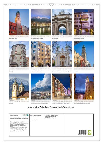 Produktbild: Innsbruck - Zwischen Gassen und Geschichte (Wandkalender 2026 DIN A2 hoch), CALVENDO Monatskalender