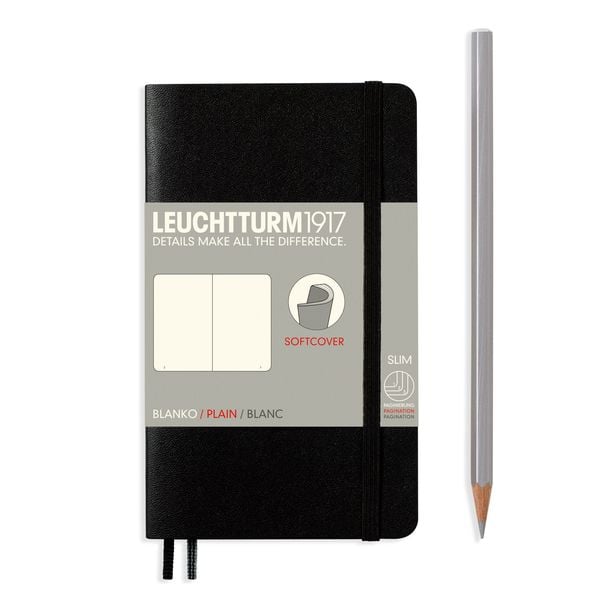 Produktbild: LEUCHTTURM1917 Notizbuch Pocket (A6), Softcover, 123 nummerierte Seiten, Schwarz, Blanko