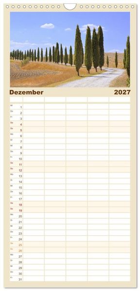 Produktbild: Familienplaner 2027 - Crete Senesi - Highlights einer einzigartigen Region mit 5 Spalten (Wandkalender, 21 x 45 cm) CALVENDO