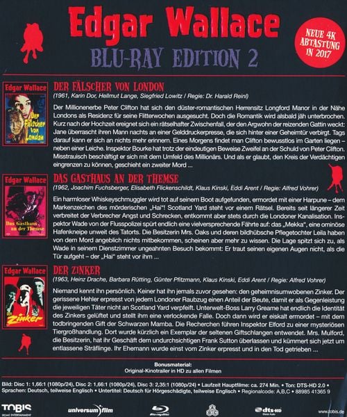 Produktbild: Edgar Wallace Edition 2 [3 BRs] (Blu-ray Box mit Logo)
