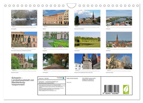 Produktbild: Schwerin - Landeshauptstadt von Mecklenburg-Vorpommern (Wandkalender 2026 DIN A4 quer), CALVENDO Monatskalender