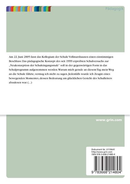 Produktbild: F&uuml;nf Jahre Schuleingangsstufe Vollmarshausen