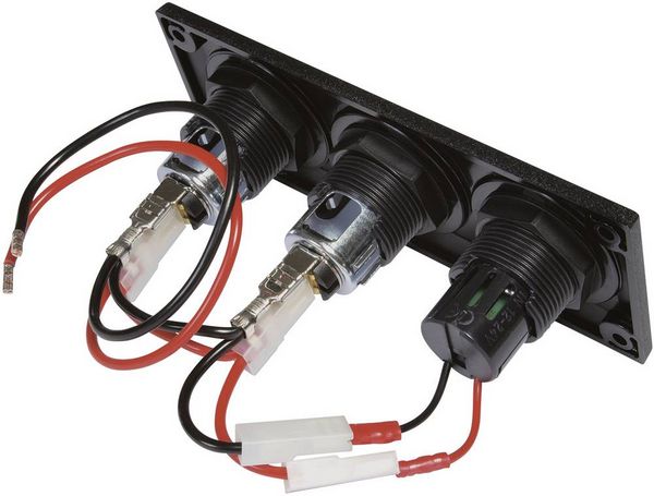 Produktbild: ProCar Einbausteckdose mit USB-C/A Doppelsteckdose + 2 Powersteckdosen Belastbarkeit Strom max.=20 A 12 V, 24 V